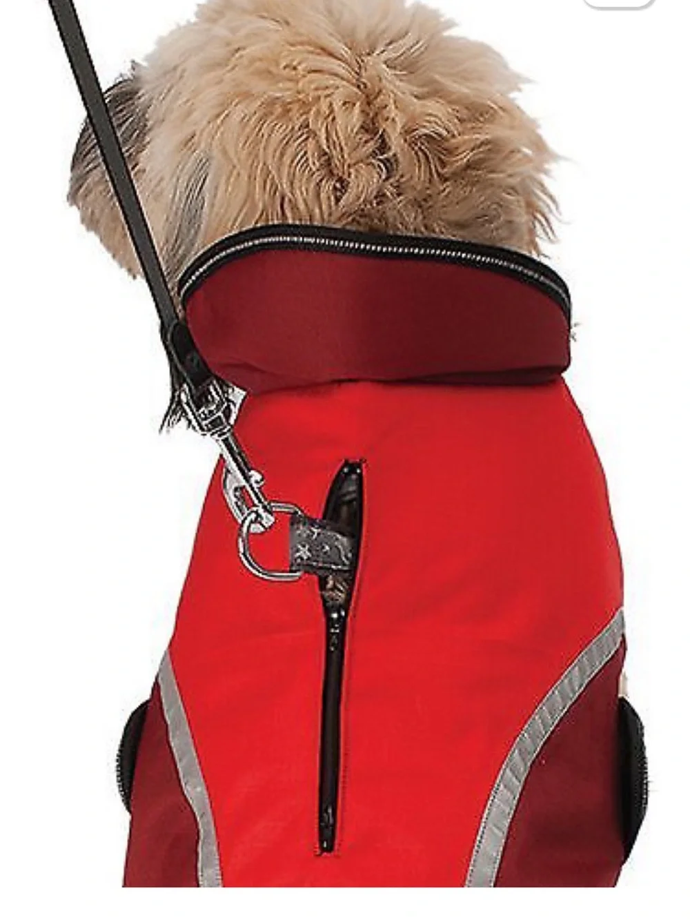 Red Two-Tone Reflective Dog Coat with Hood